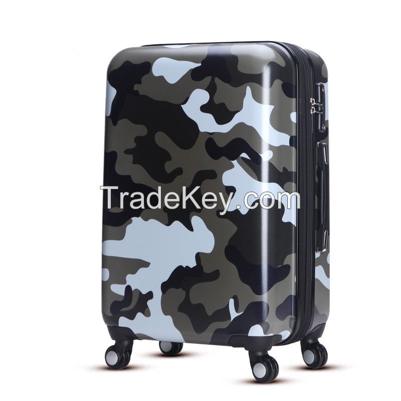 WLH33 ABS PC trolley suitcase set with fashion printing camouflage pattern