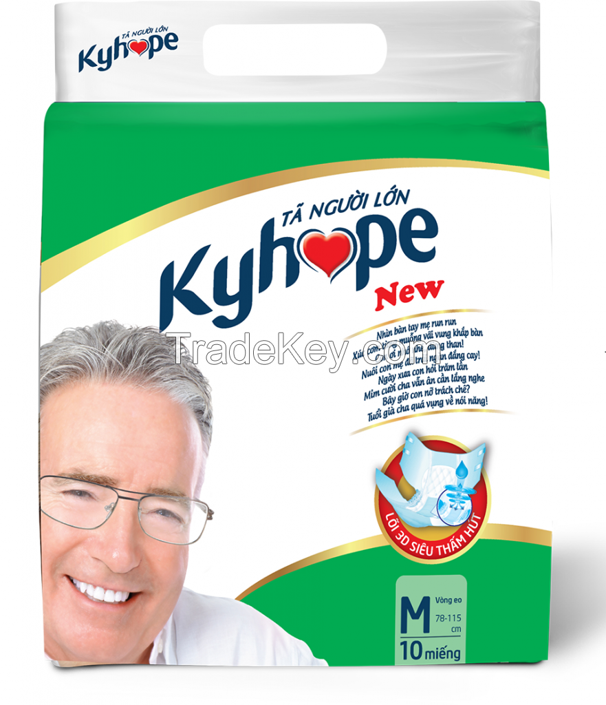 Disposable adult diaper high quality from Ky Vy Corporation, Vietnam