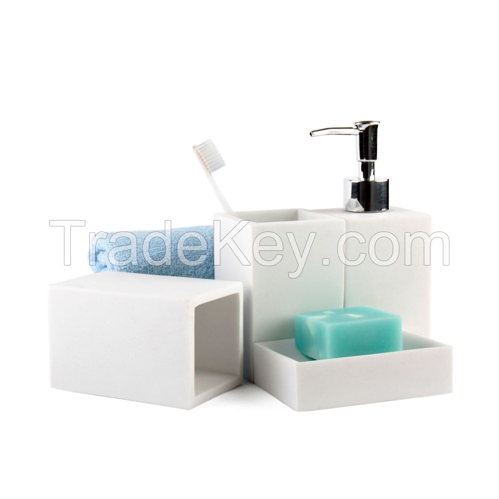 Selling Fashionable Design Bathroom Set made of white Resin material