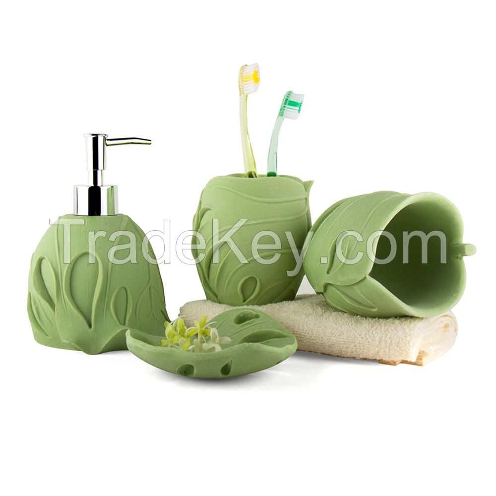 Selling Beautiful Leaf natural design Sandstone Bathroom Set