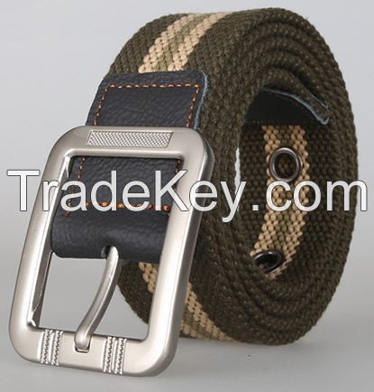 Army Green khaki Line Pin Buckle Canvas belts