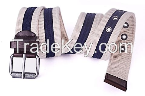 White with Blue Lines Fabric belts