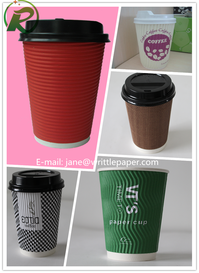 Disposable ripple wall paper coffee cups with custom logo