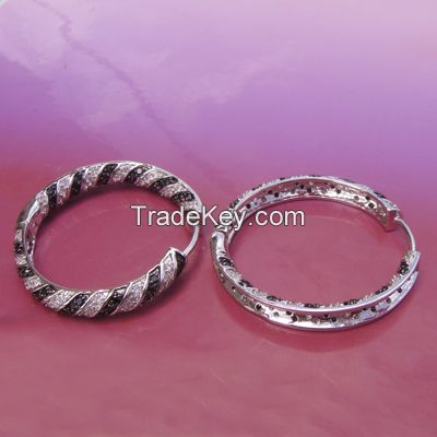 925 sterling silver hoop earrings with white rhodium plating