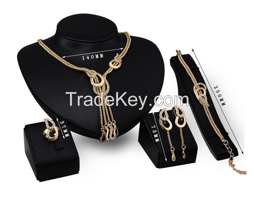 bridal or wedding crystals jewelry set with gold plating