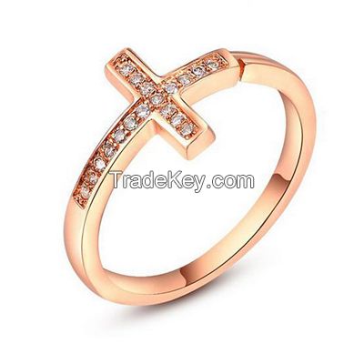 women's rose gold cross ring