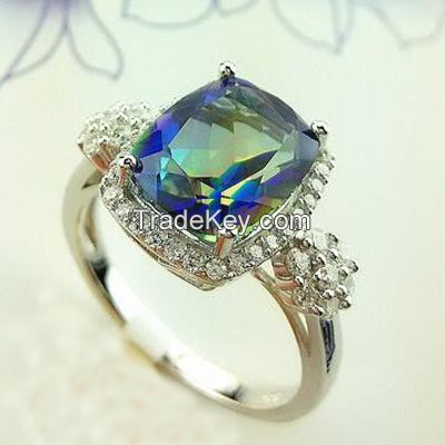 square gemstone ring for engagement and wedding