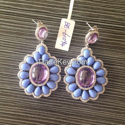 quartz and turquoise stone earrings, Asain jewelry