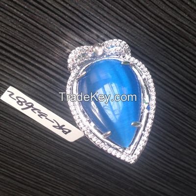 cat's eye pendant with micro-setting CZ pendant