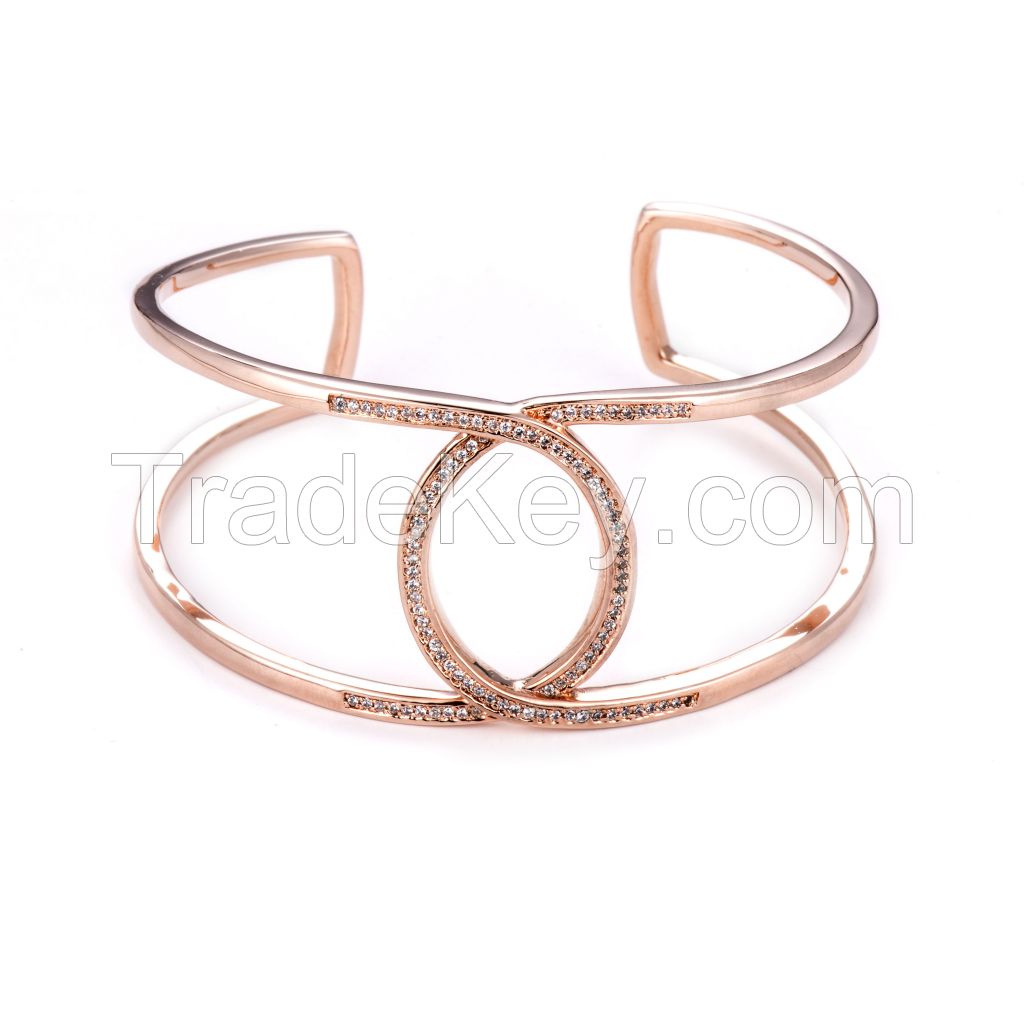 new style bangle, rose gold with white CZ bracelets