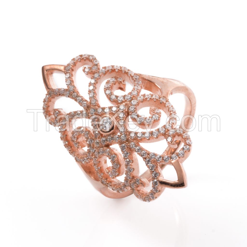 wedding lady's rings, white CZ with rose gold plating rings