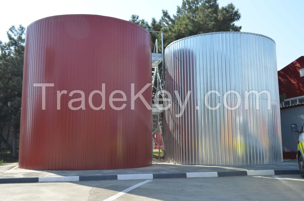 Fire tank made of galvanized steel