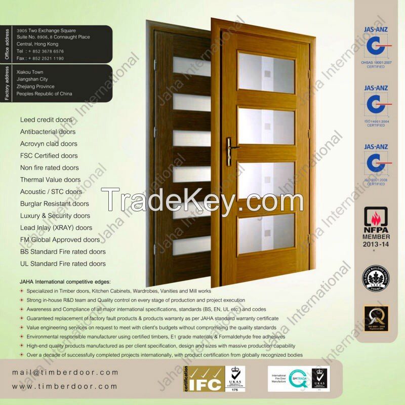 Flush Doors with Vision Panel - FSC, BS and FM Global Approved