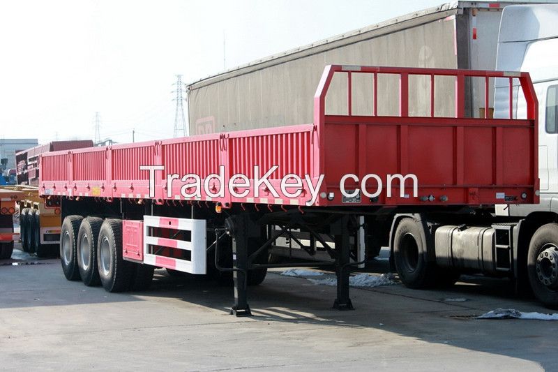 3 axles bulk cargo transport drop side wall semi trailer