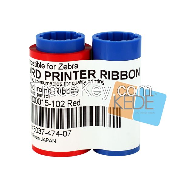 For Zebra 800015-102 red  monochrome card printer Ribbon - 1000 prints