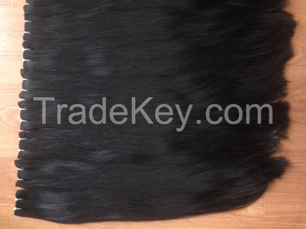 Straight human hair hair wefted no tangle no lice wholesale price remy hair