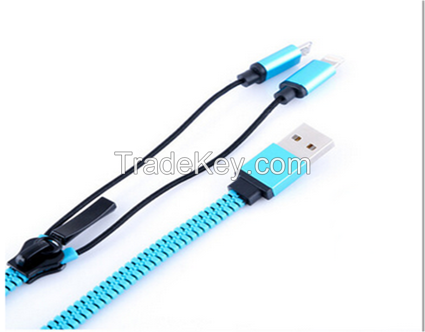 Zipper usb cable charging and data micro usb data cable for mobile phones