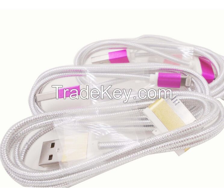 Nylon sleeving usb cable micro usb data charging cable for mobile phone