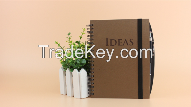 Paper cover spiral coil notebook with pen