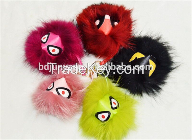 monster fur bag charm for girls fur keychain