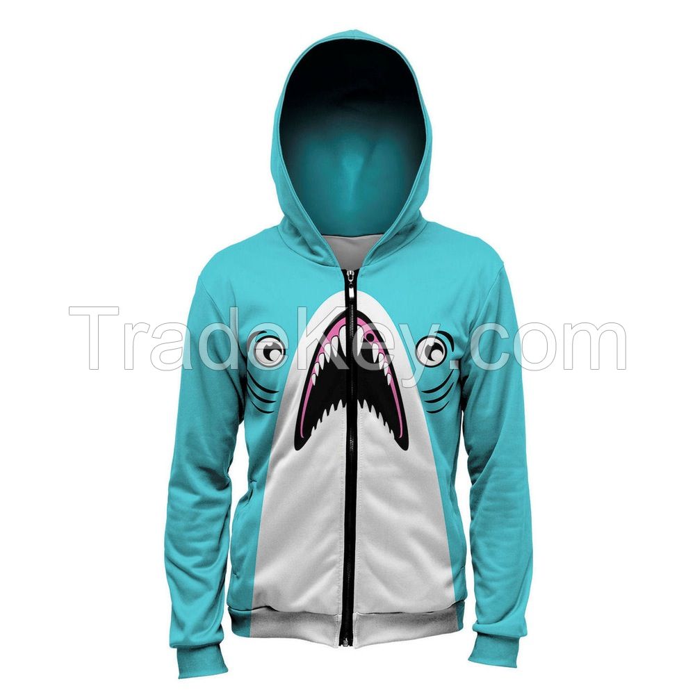 SUBLIMATION SHARK ZIP PU HOODIE