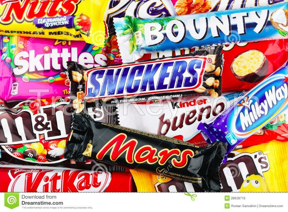 Nutella Ferrero, Mars, Bounty, Snickers, Kit Kat, Twix