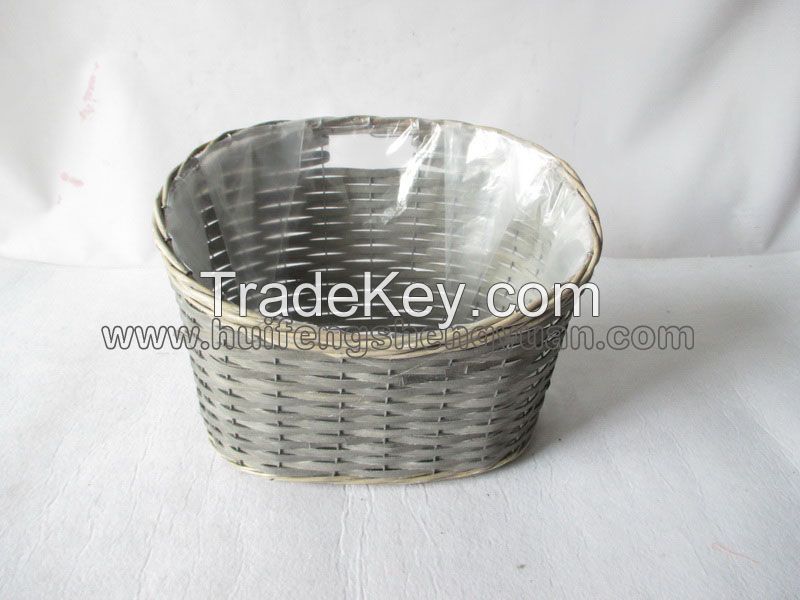 sell wooden wicker garden basket with plastic inner