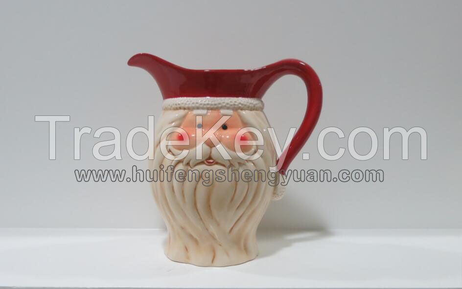 sell handpained santa claus shape ceramic pitcher