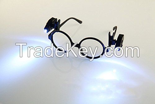 2pcs LED Clip-On Glasses Lamp Torch Safety Reading Glasses Lights Hard Hats Light