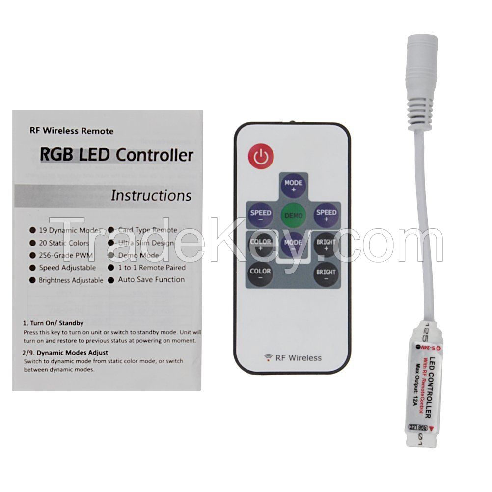 Mini Wireless RGB LED RF Remote Controller for 5050 3528 SMD Strip Lights DC 5-24V
