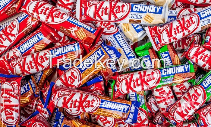 Kitkat, Bounty, Twix, Mars, Snickers, Galaxy, Milky Way