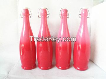 Glass juice beverage bottle with a gradient