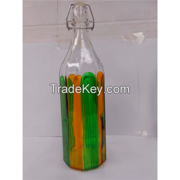 Hand-painted glass bottle