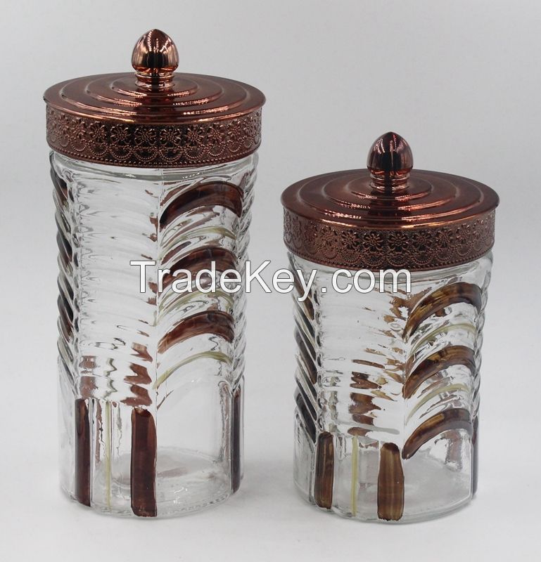 Sell Glass Canister With Color Coat And Lid Color