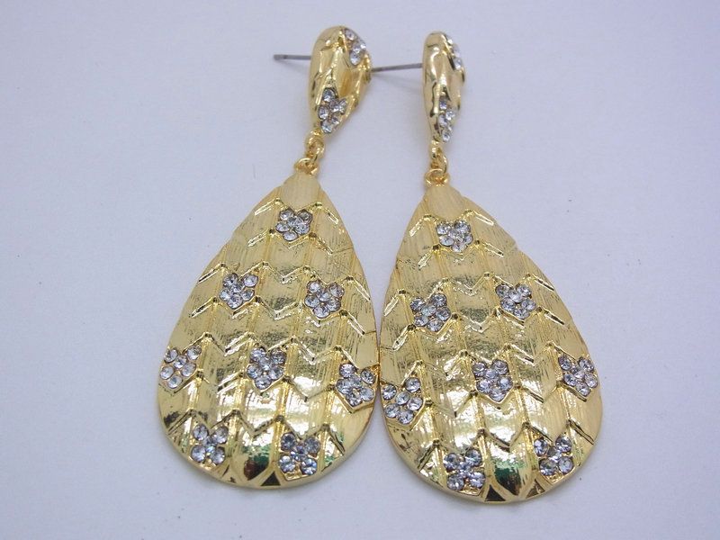 Vintage Gold plated with crystal hoop earring