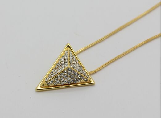 Gold plated triangle pendent crystal necklace