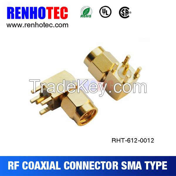 Right angle plug sma connector for pcb