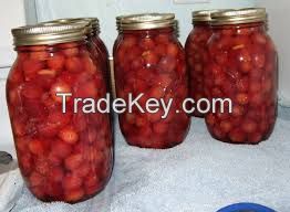 canned cherry in glass jar