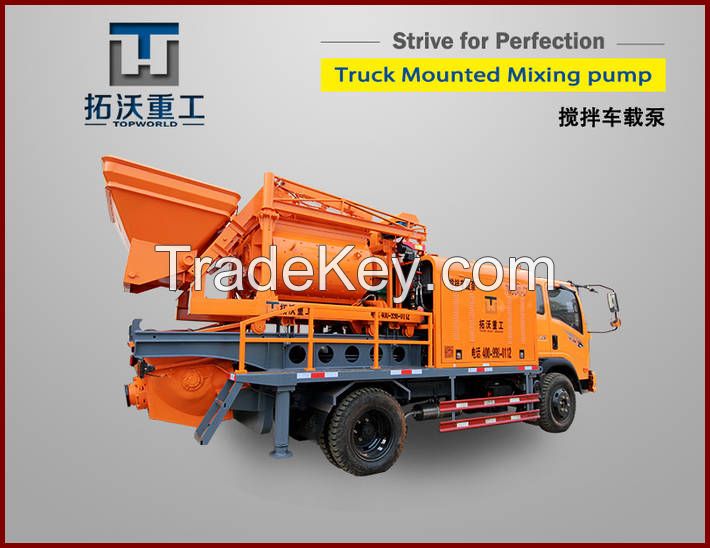 Truck mounted concrete mixer pump combined
