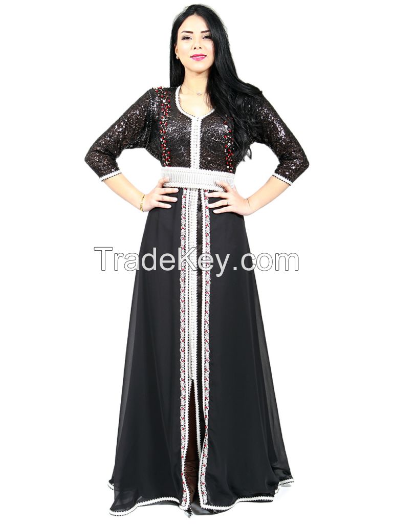 Black kaftan Moroccan Abaya Dress