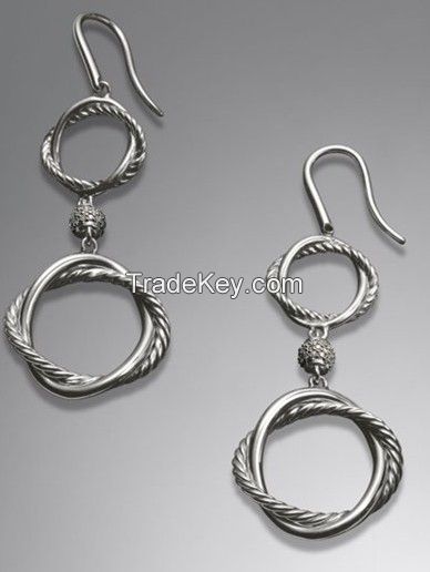 Pave Diamond Infinity Drop Earrings