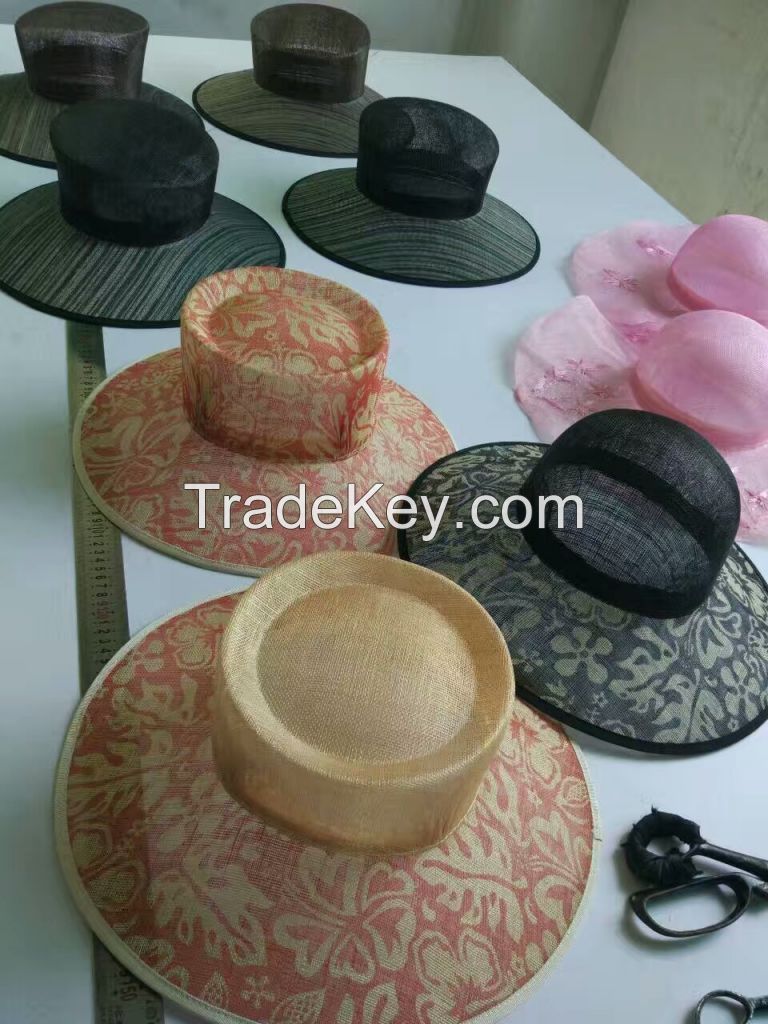 Sinamay fabric wedding hat/ church hat, sinamay hat base and felt, many colors and density