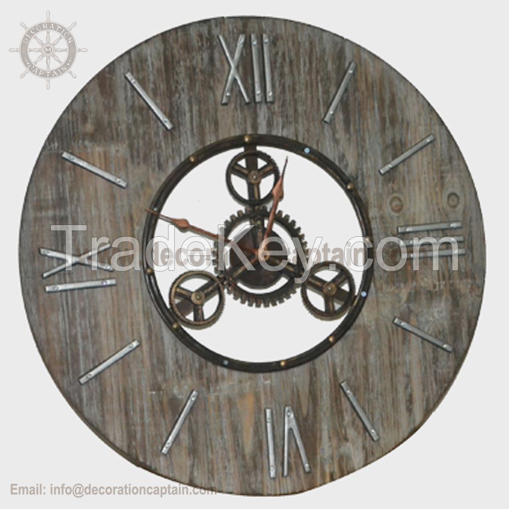 Home and Kitchen Clocks Home Decor Kitchen Dining Wall Clocks Distressed Wood Furniture Clock Antique Wooden Clock