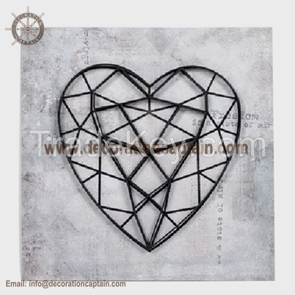 3D Canvas Decorative Wall Hangings Rustic Metal Wall Decor Metal Wall Art Wrought Iron wall decor heart shape