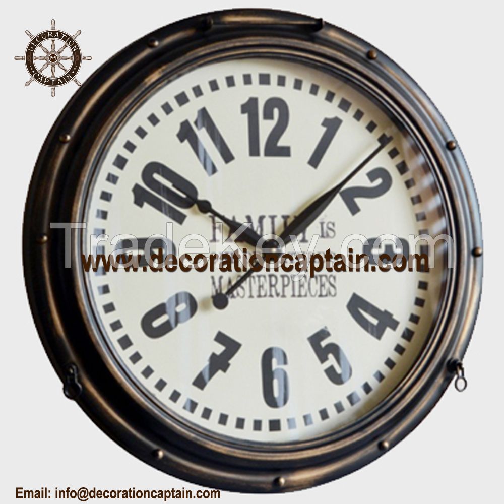 Shabby Chic Metal Clocks Art Deco Porthole Clocks Rustic Wall Clocks Antique Hanging Clocks