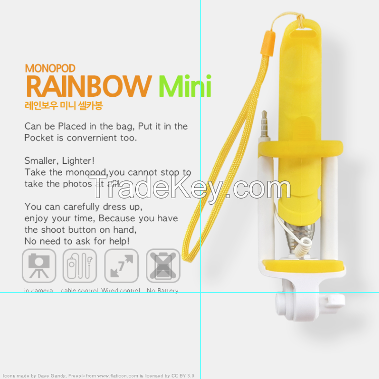 Rainbow mini selfie, Mobile phone Holders, monopod, Selfie stick