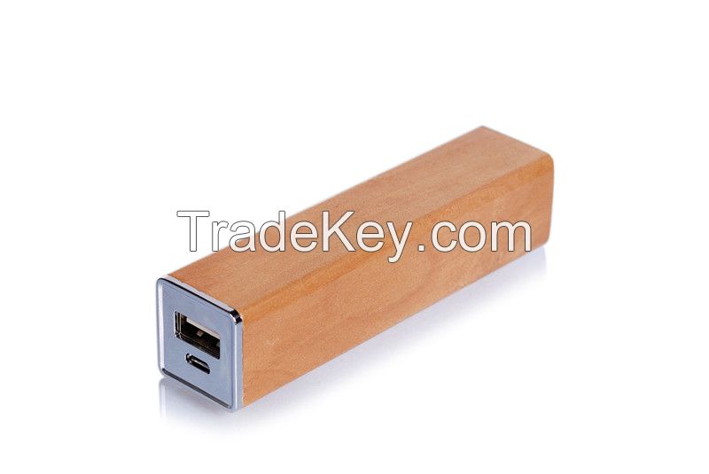 Hot selling customized LOGO wooden power bank 2600mah