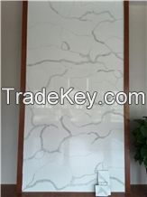 Calacatta White Marble Look Quartz Stone Solid Surfaces Polished Slabs & Tiles Engineered Stone Artificial Stone Slabs for Hotel Kitchen, Bathroom Walling Panel