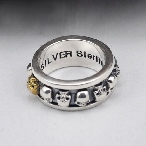 Sterling Silver Skulls Spinner Ring for Men