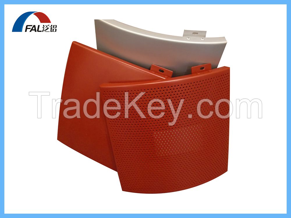 Exterior Building Facade Cladding Used Curved Shape Cambered Aluminum Solid Panel With Bright Color PVDF Coating